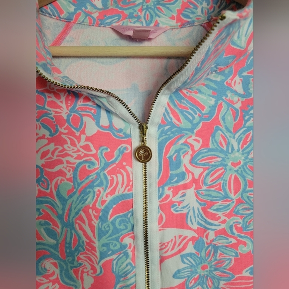 Lilly Pulitzer Skipper Popover Quarter Zip Pink Blue SMALL - Picture 2 of 7